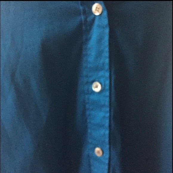 Casual Corner Structured Blue/Teal Stretch Shirt - Picture 4 of 7